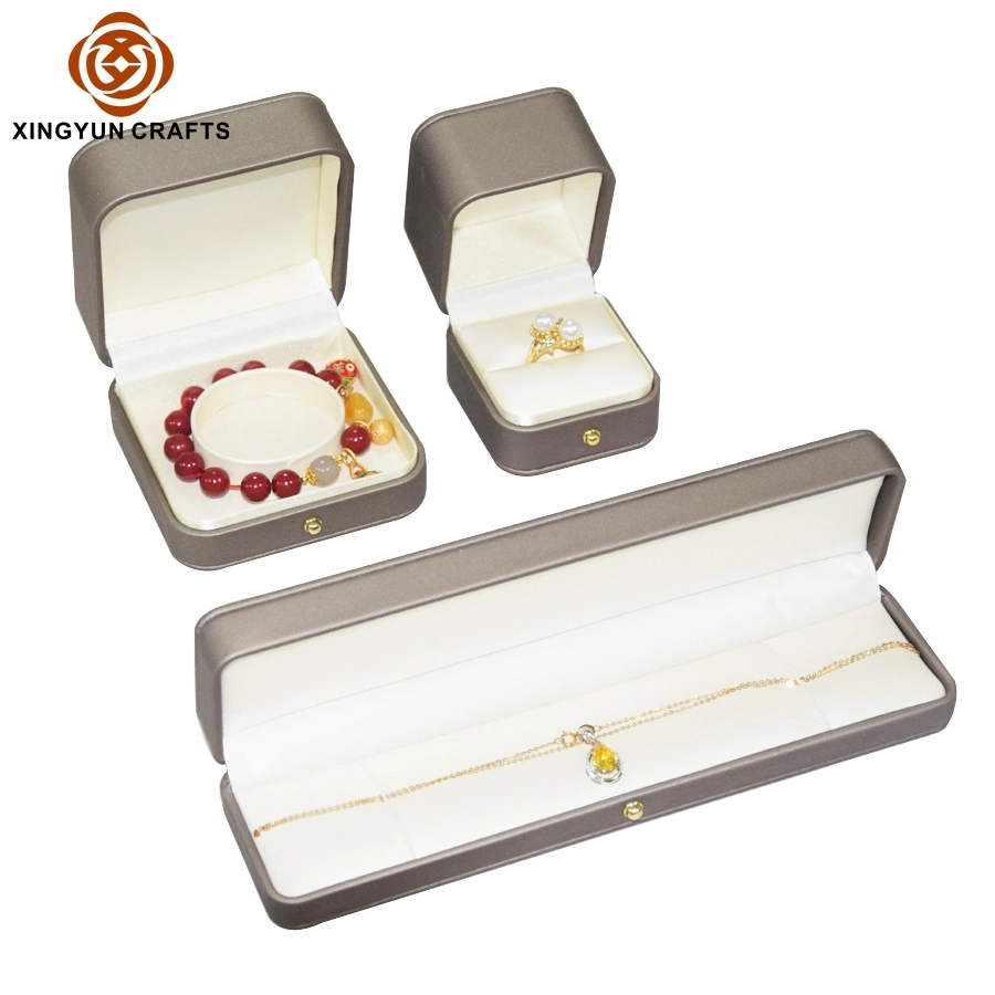 Luxury Golden Package Box Custom Made Logo Printed Leatherette Jewelry Box Packaging