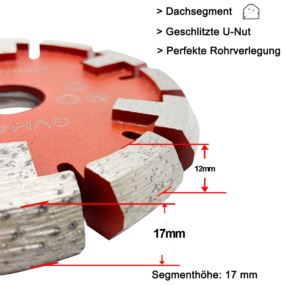 120 * 12 * 22,23 mm 17 espessura suporte de aquecimento de piso de parede em forma de borracha em V. Lâmina de serra de ponta de disco segmentada para ranhurar betão duro