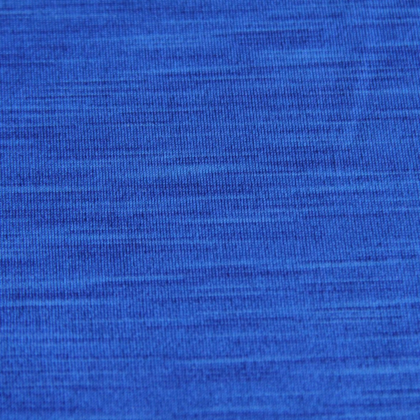 Space Dye Polyester Yarn with Spandex Knit Blue Melange Single Jersey Fabric for Top/Sportswear