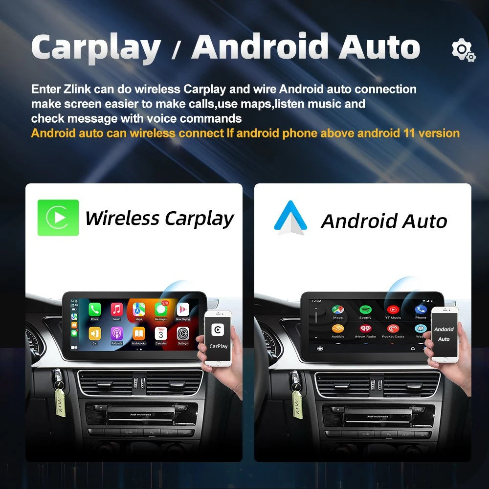 Coika 10.25 8 Core Android 12 System Car Radio for Audi A4 A5 2007-2009 Mmi 2g WiFi SIM Bt Carplay DSP Audio GPS Navi Multimedia Player