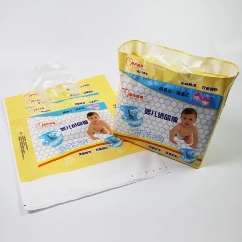 PE Plastic Diapers Bags Custom Design Printed Diaper Packing Bag