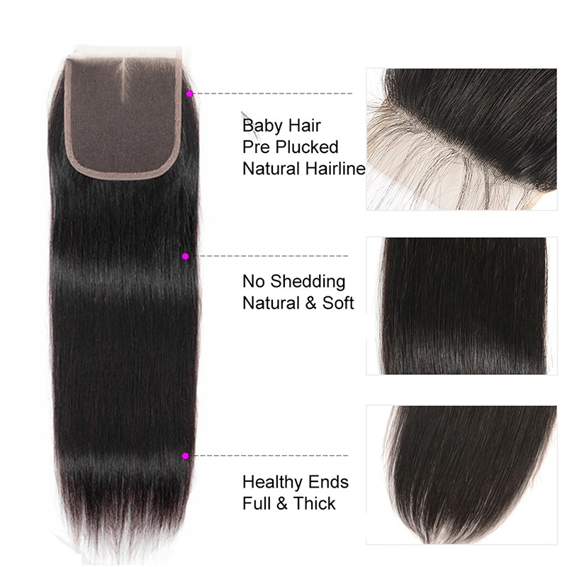 Brazilian Hair Lace Closure Remy Virgin Hair Weave 5X5 Lace Closure Free/Middle/Three Part Swiss Lace Closure with Baby Hair