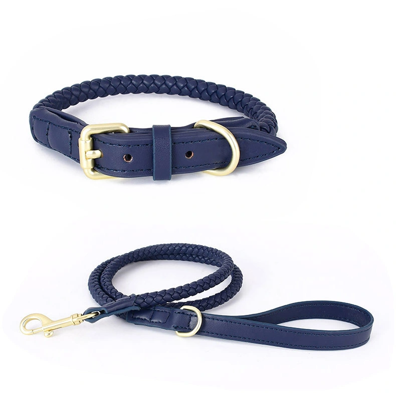 Pet Product Leather Adjustable Dog Collar and Leash Use for Small Medium and Large Dogs Walk Training