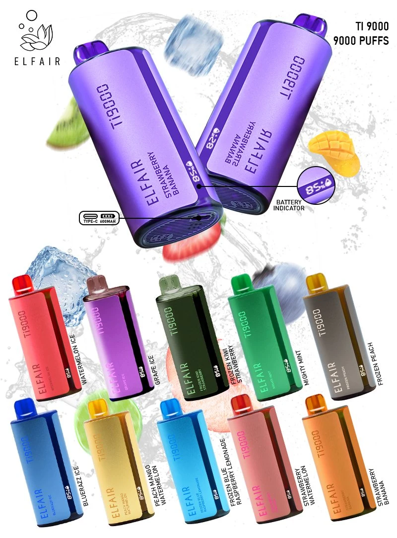 Venta caliente Elfair Ti9000 bocanadas recargable 1000mAh Vape E-cigarrillo desechable Wholesale/Supplier