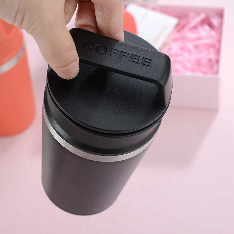 Portable Coffee Stainless Steel Mug Creative Outdoor Sports Double Cover Cup Couples Gifts Stock