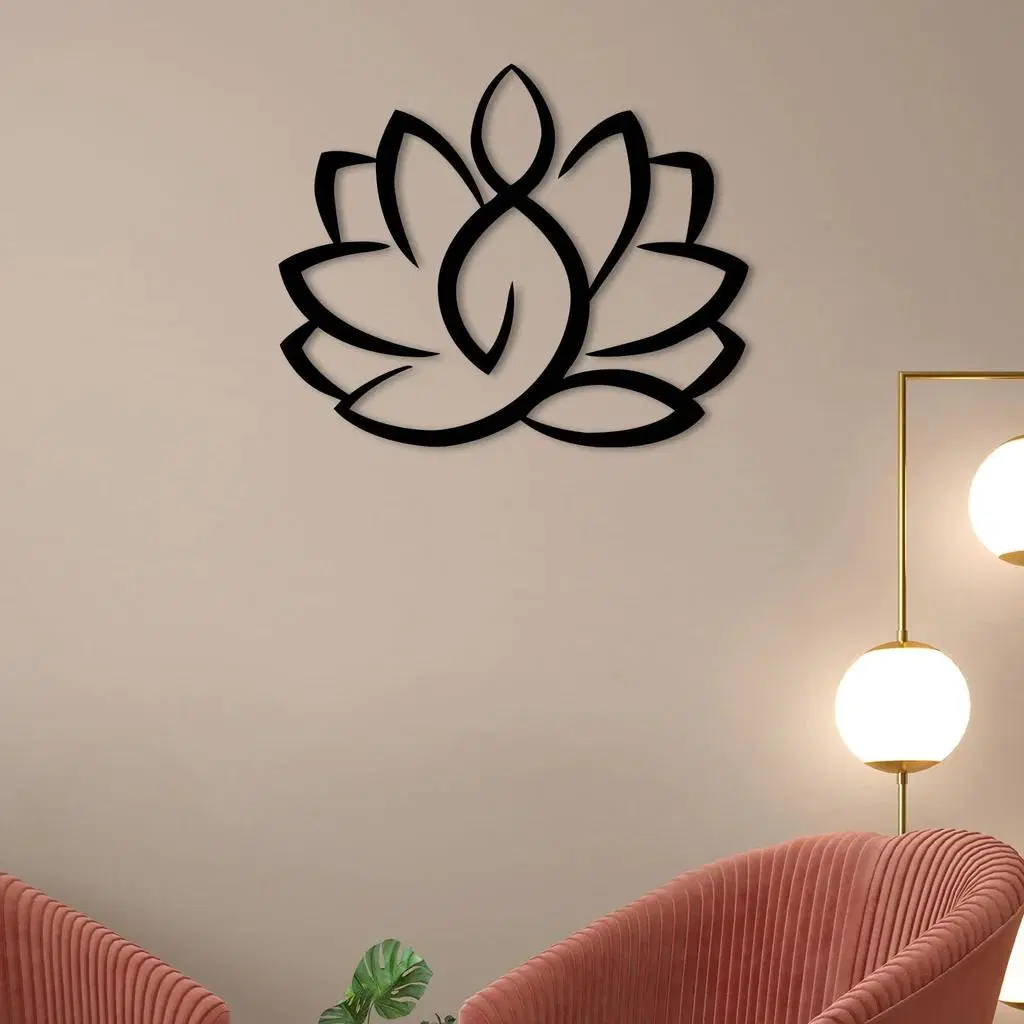 Yoga Pose and Lotus Metal Wall Art Decoration, Handing Wall Decoration Home Decoration