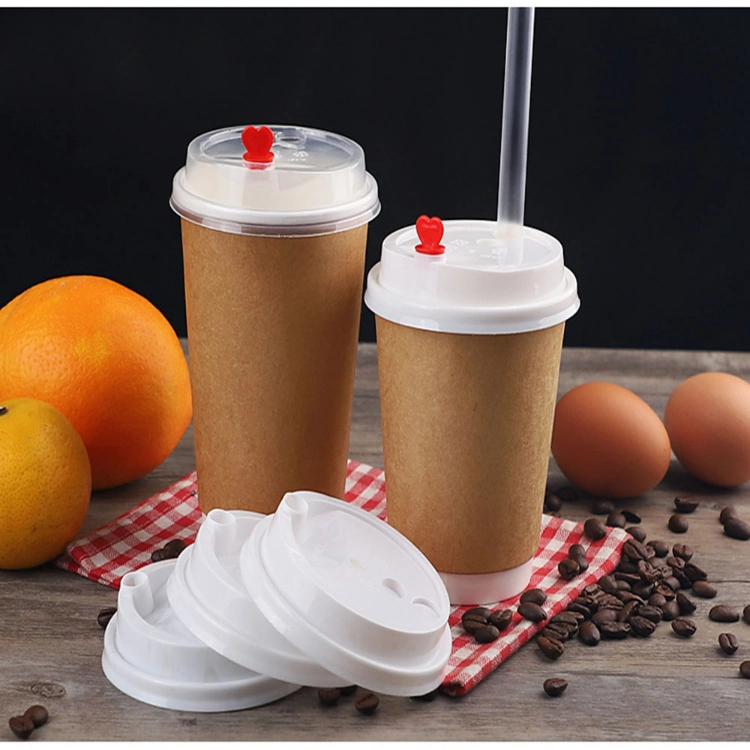 300/400/500ml Double Kraft Paper Cups Disposable Coffee Tea Milk Cup Drinking Accessories Party Supplies Accept Customize with Lid