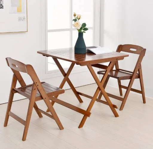 Bamboo Solid Wood Folding Dining Table and Chairs Set Bamboo Furniture