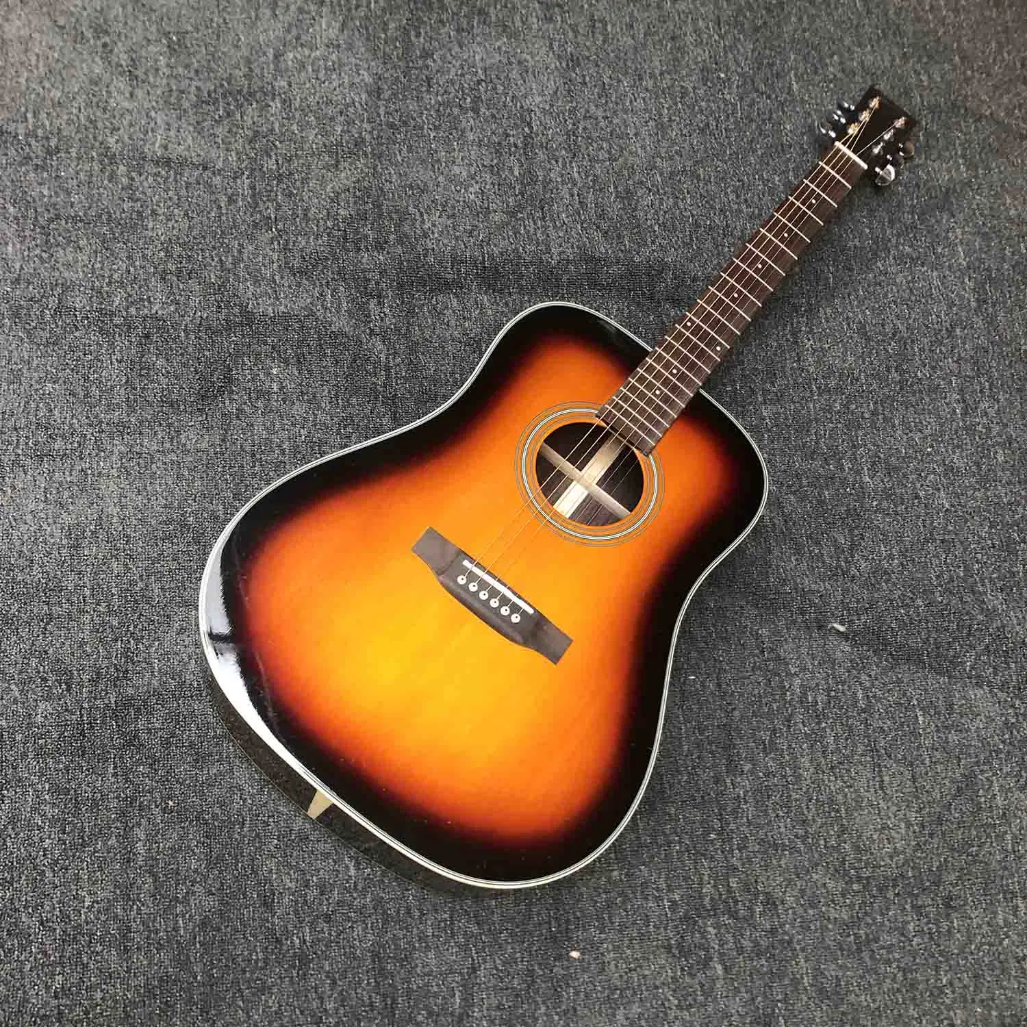 Custom Sunburst Color Matt Finishing D Body Acoustic Guitar