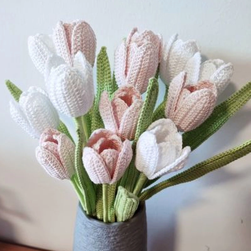 Hand-Woven Simulation Flower Bouquet Tulip Finished Immortal Flowers DIY Wool Creative Flowers