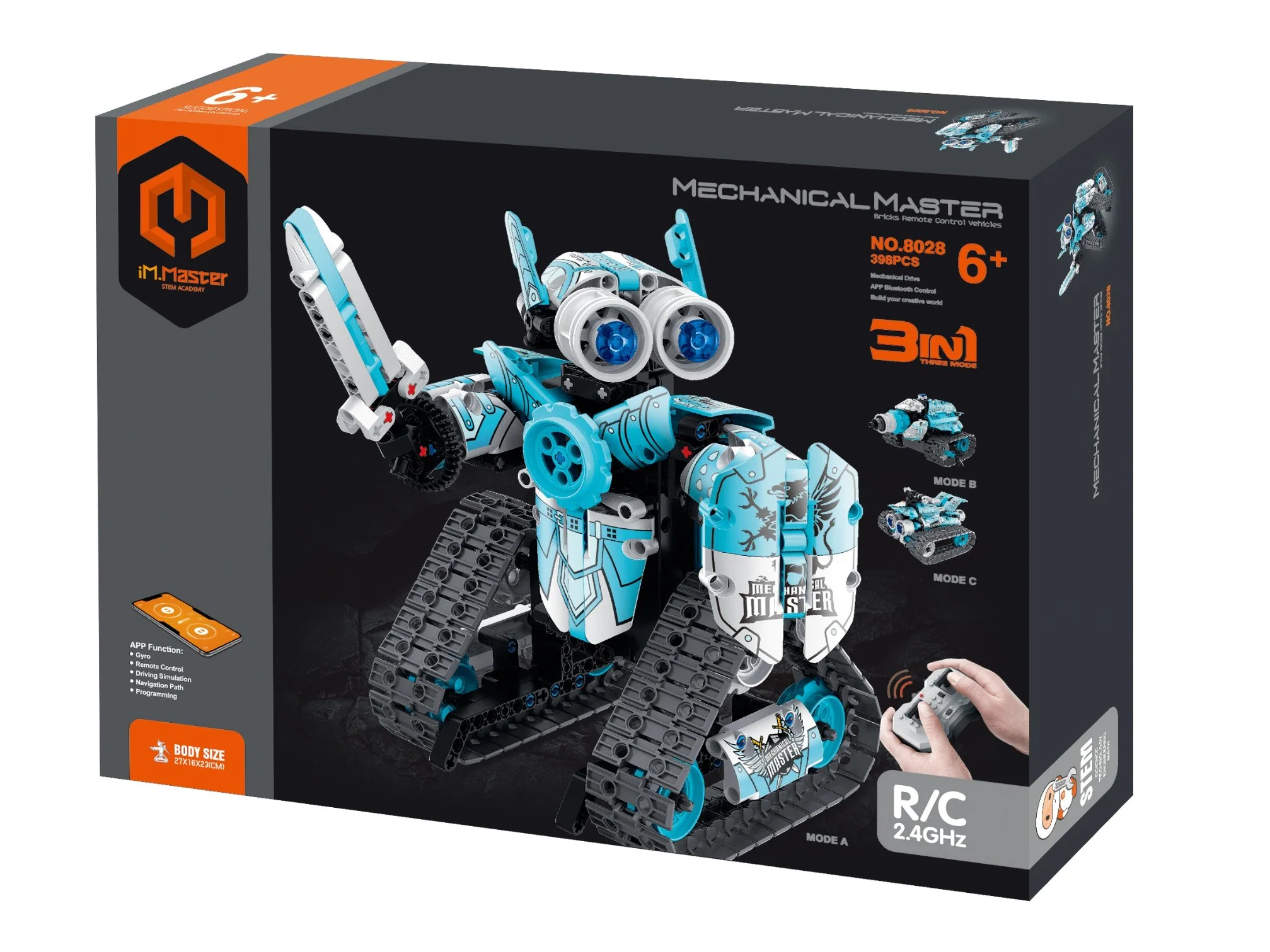 3 in 1 4 Channel Remote Control APP Programming (Bluetooth) Robot Building Block Stunt Car 398PCS No Include Battery