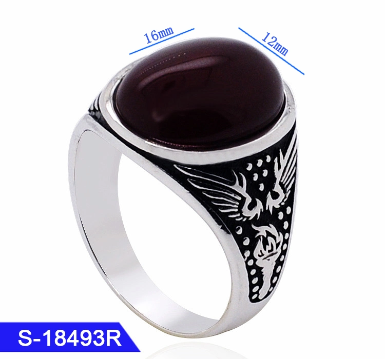 Wholesale/Supplier 925 Sterling Silver Jewelry Islamic Natural Agate Finger Ring for Men