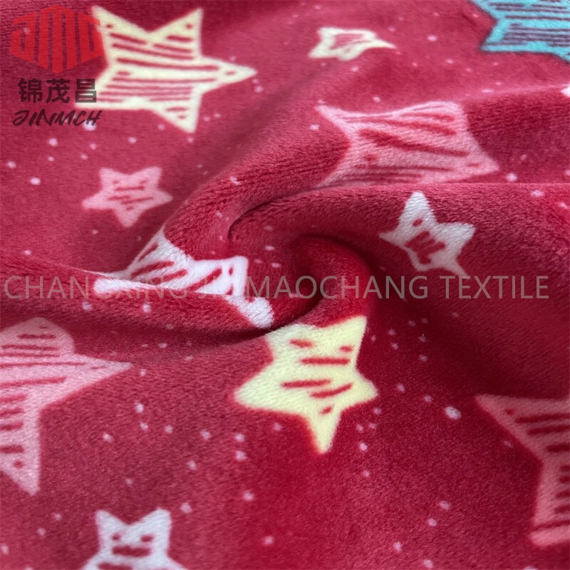 Factory Knitting Fabric 95% Polyester 5% Spandex Printed Super Soft Velboa Fabric Home Textile Pajamas Warm Winter Leggings Stretch