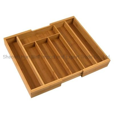 Zakka Style Classic Bamboo Grooved Sundries Drawer Organizer