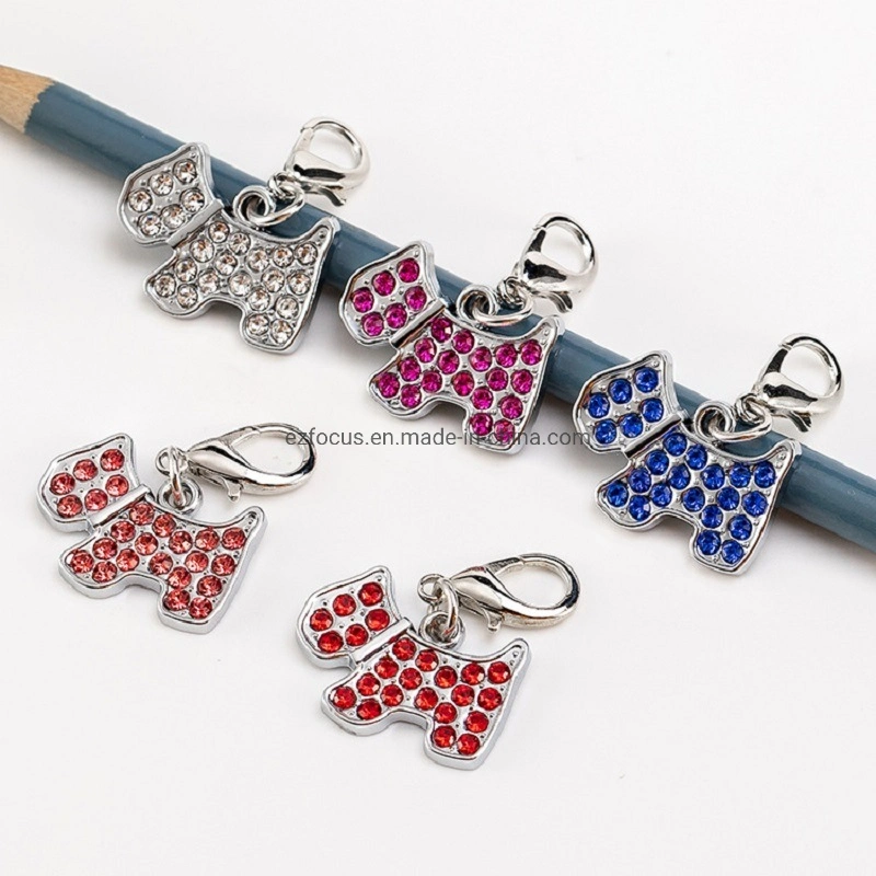 Dog Shape Rhinestone Pendant Cute Tag Pet Bling Charm Tag Dog Accessories Wbb16527