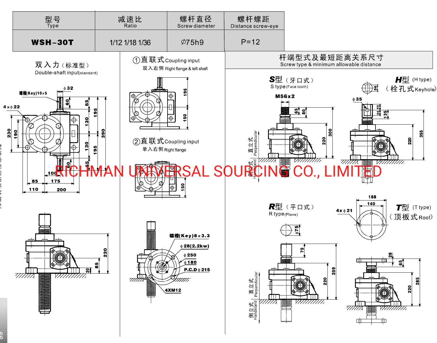 Qiangzhu Wsh Great Torque Worm Screw Long Jack Reduction Unit