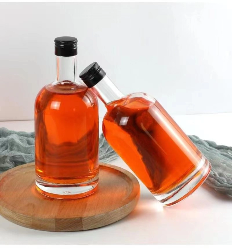 800ml 1000ml Round Shape Thick Wall Glass Wine Bottle with Wood Cork for Household Glass Packaging