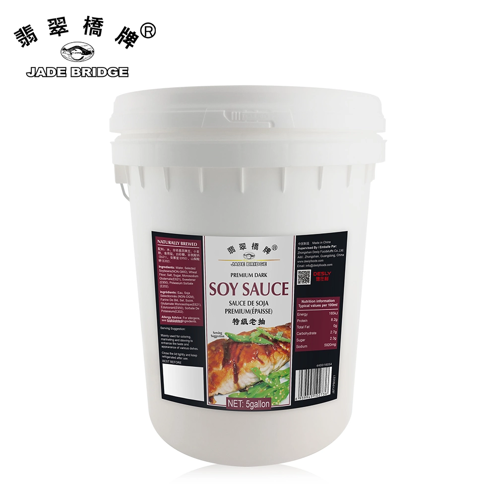 China Seasoning proveedores de Alta calidad Salsa de soja Mayoreo 1000 L Jade Bridge Premium Salsa de soja oscura