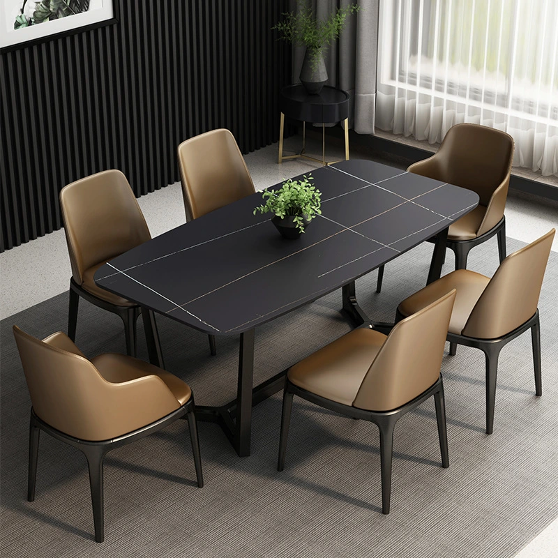 Factory Classic Design Hotel Restaurant Home Furniture Black Marble Sintered Stone Table Dining Set