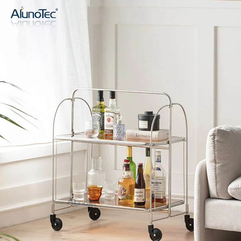 Modern Home Design Folding Bar Cart Tea Trolley in Chrome