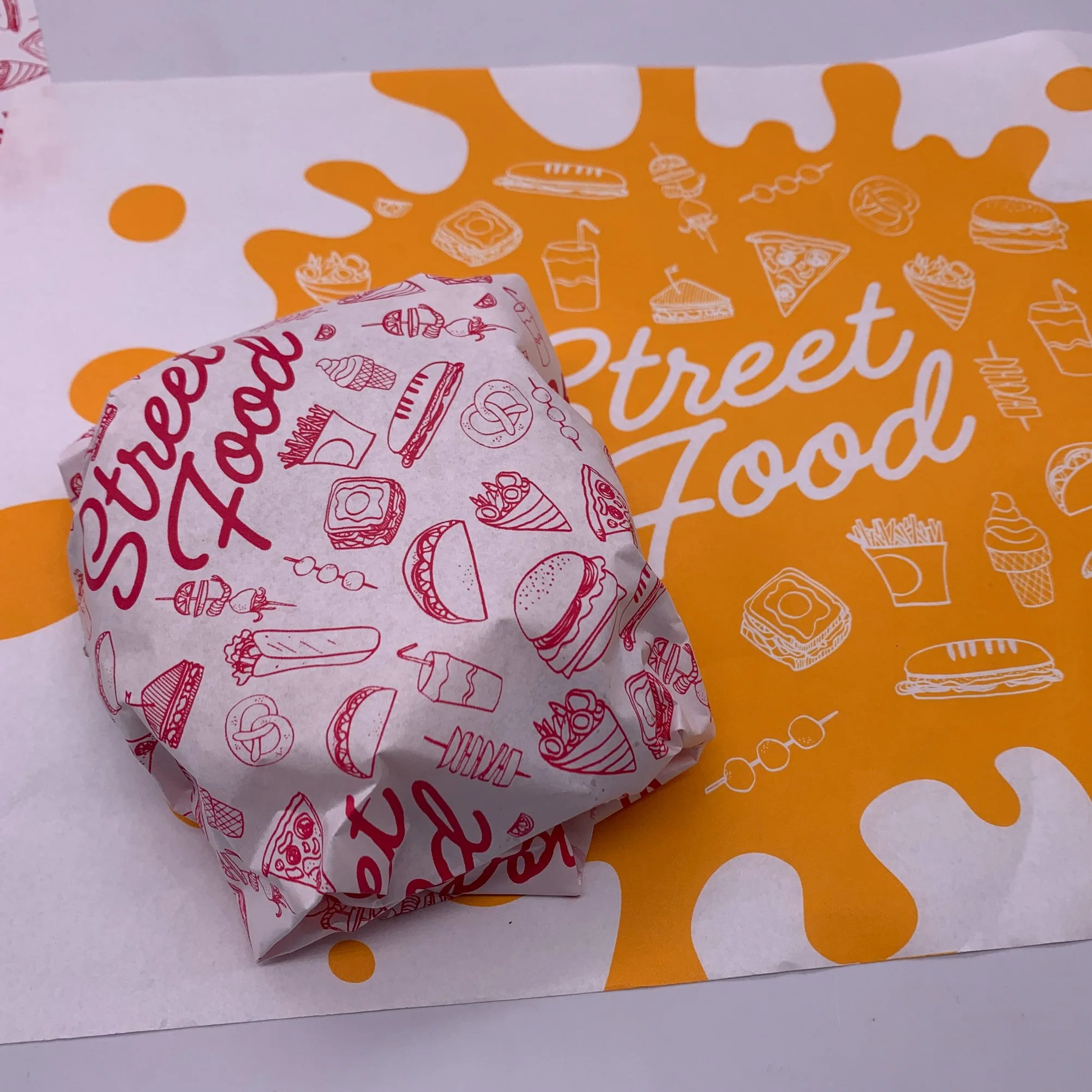 O logotipo personalizado Grau Alimentício, papel resistente à prova de óleo à prova de papel impermeável para piquenique alimentar