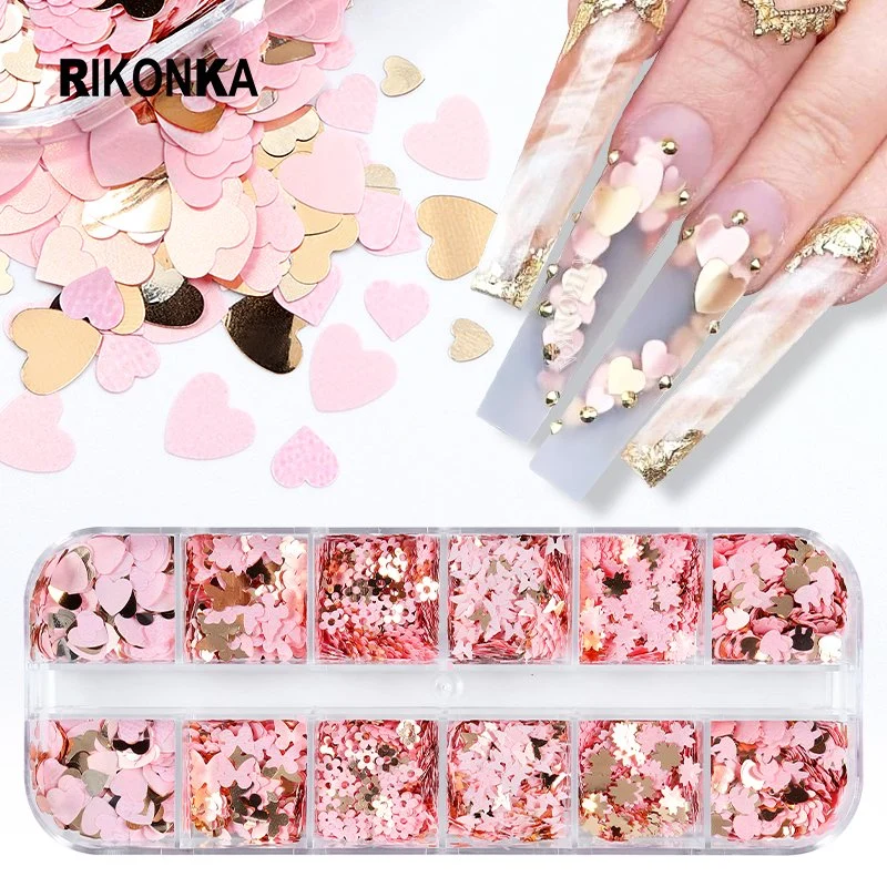 3D Butter-Fly Blume Rosa Gold Nail Art