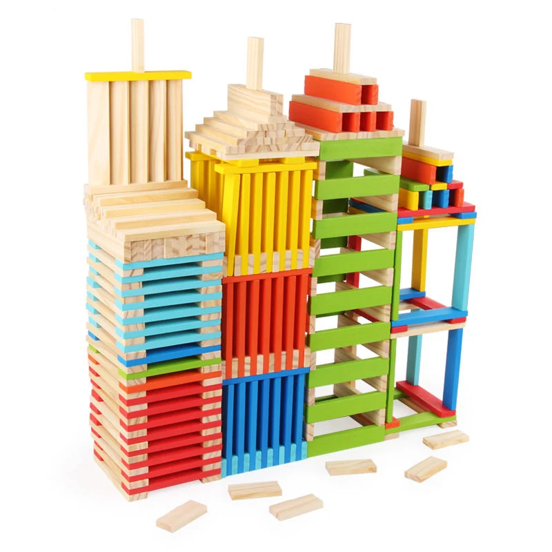 200pcs DIY Educational Toy 3D Construyendo Palas de madera niños Multicolor Bloques de construcción