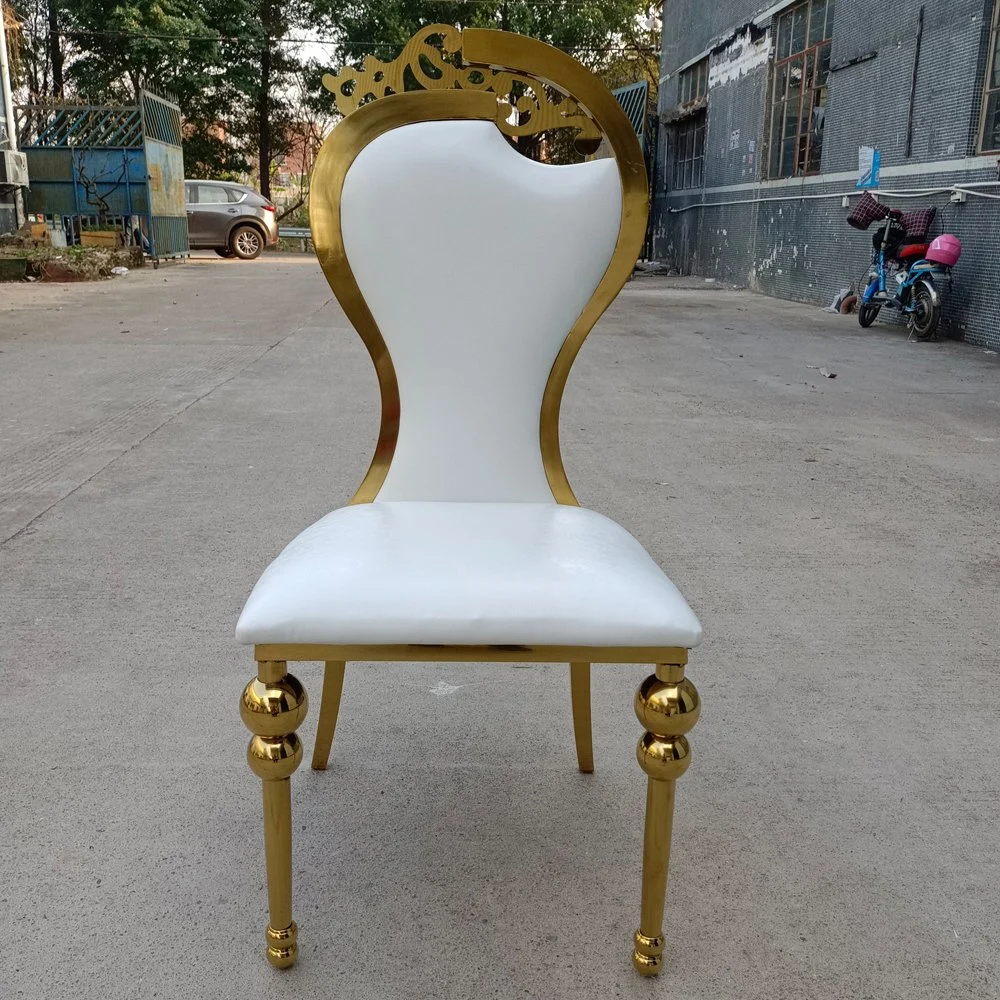 Factory Sales of Stainless Steel Dining Chair, Small Waist Corolla Wedding Chair, Gold Upholstered Back Banquet Restaurant Chair
