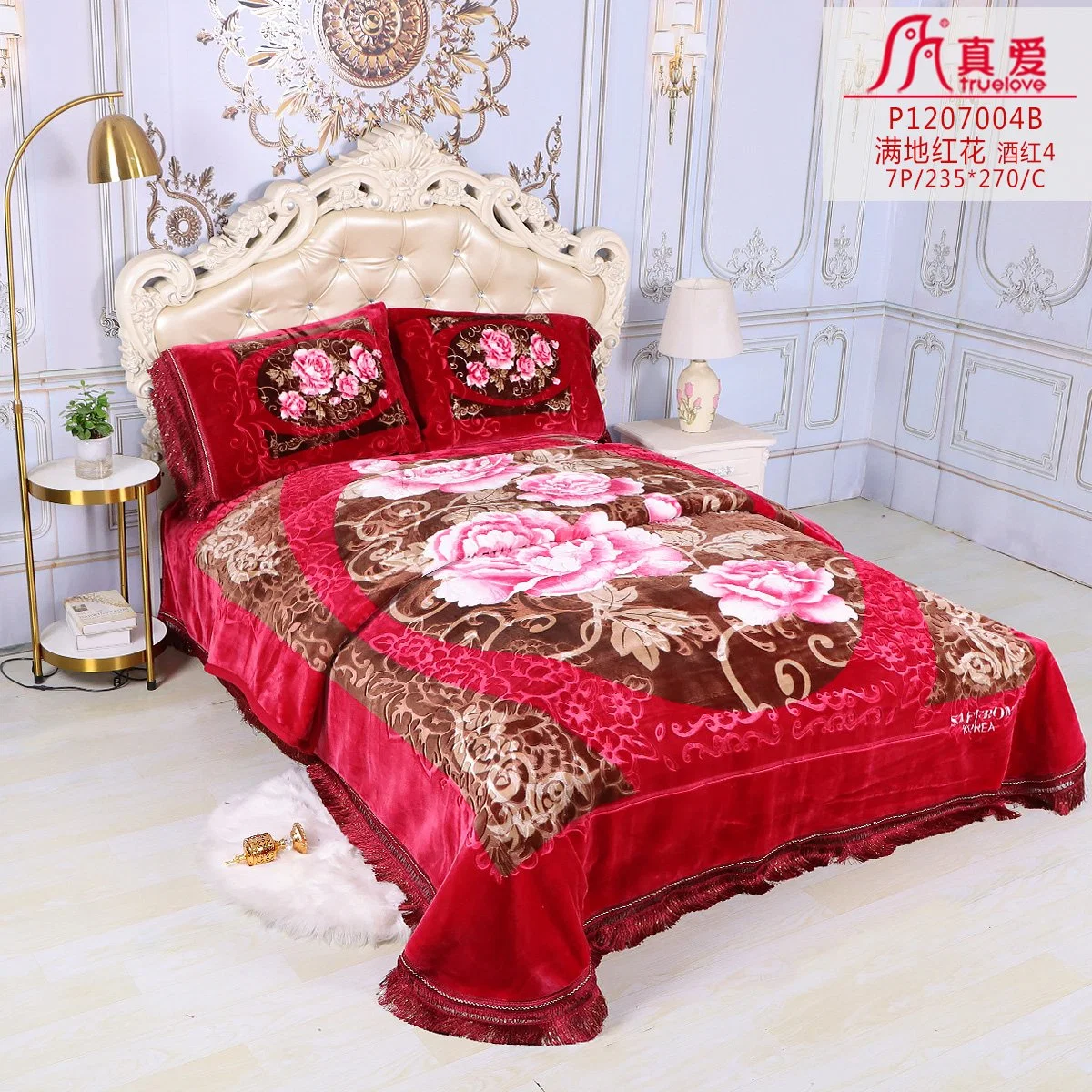 China Bedding Set Mink Cloudy Blanket Factory Embossing Raschel Korean Bedding for Women Adults Super Soft Fur Bedding Set Cheap Bedsheet 1ply 2ply 200*240cm