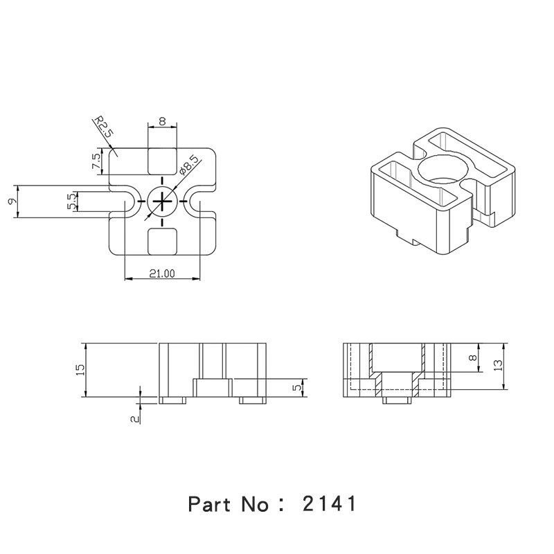 2021 Popular Parts 30A Fixed Connection Block Connector for Aluminum Profile Straight Fixing