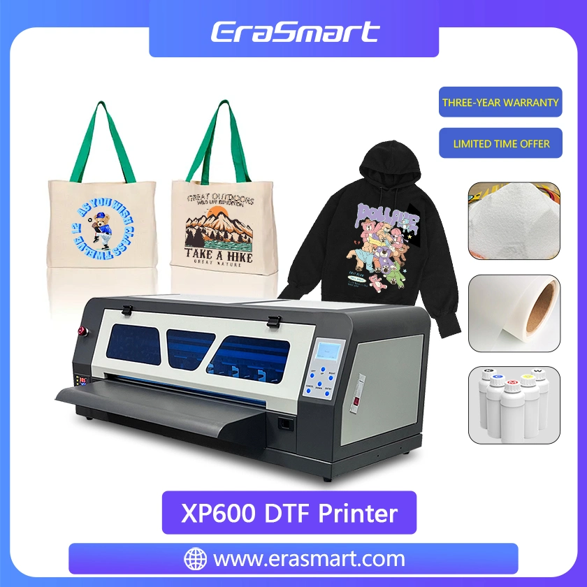 Erasmart Dual XP600 Print Head Desktop DTF Printer T-Shirt الصغيرة آلة الطباعة 30 سم 50 سم 60 سم وحدة DTF