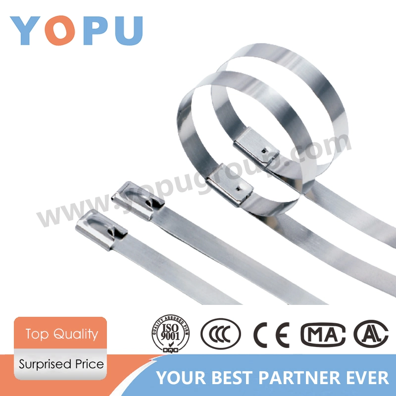 304 316 Stainless Steel Tie 7.9X300 Ball Lock Cable for Fixing Road Signs