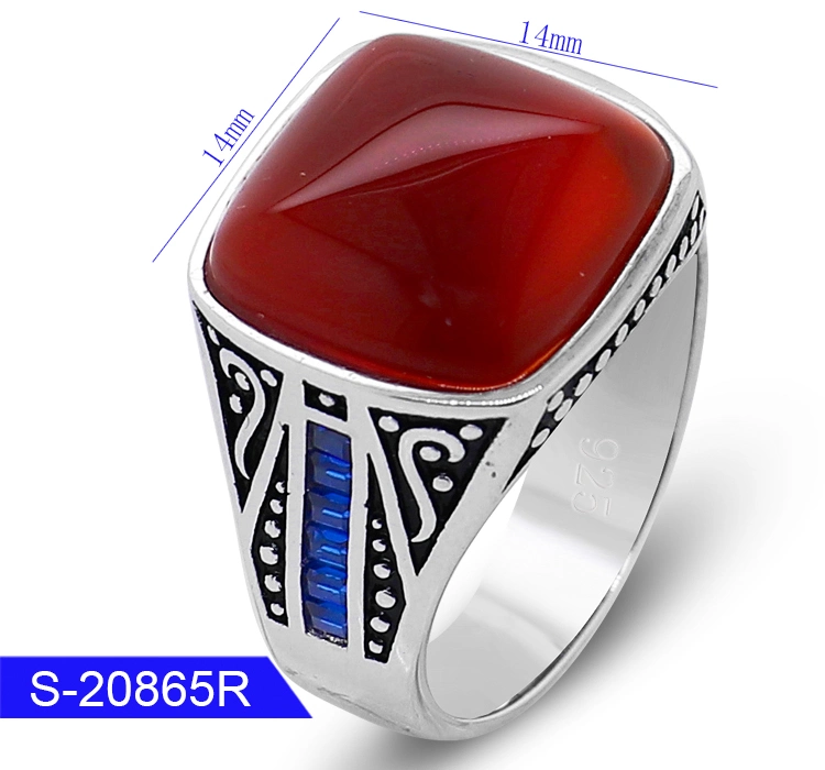 925 Sterling Silver Fashion Jewelry Islamic Zircon Stone Finger Ring for Man