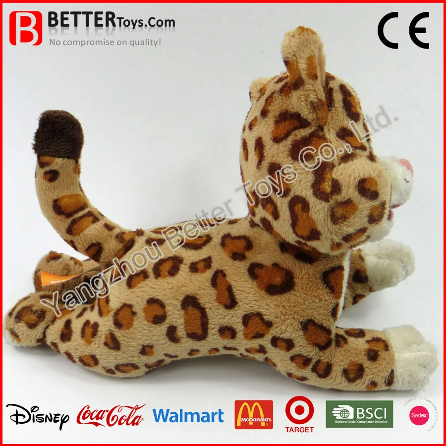 Cartoon Character Singing Soft Lying Baby Leopard Stuffed Animal Toy