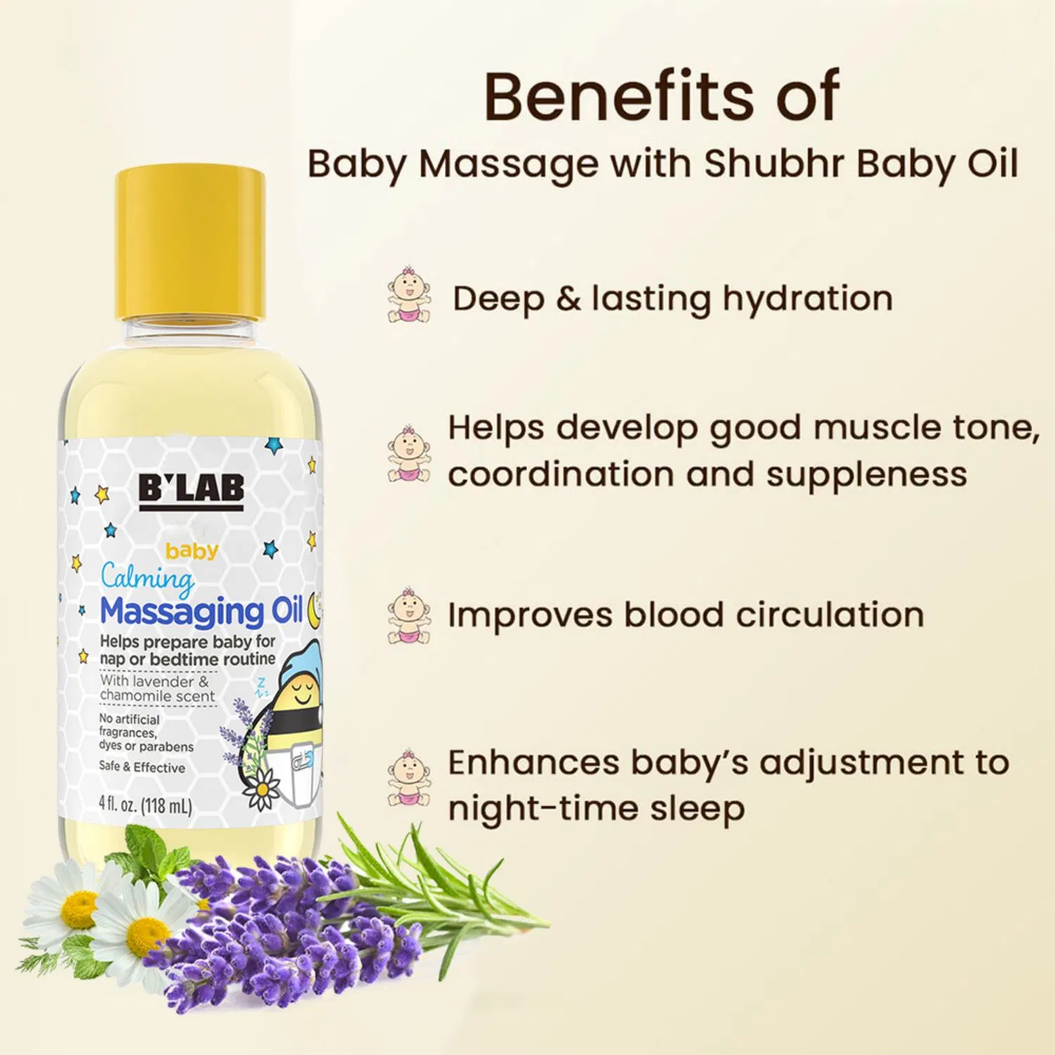 Baby Massage Oil with Lavender and Chamomile to Help Sleep