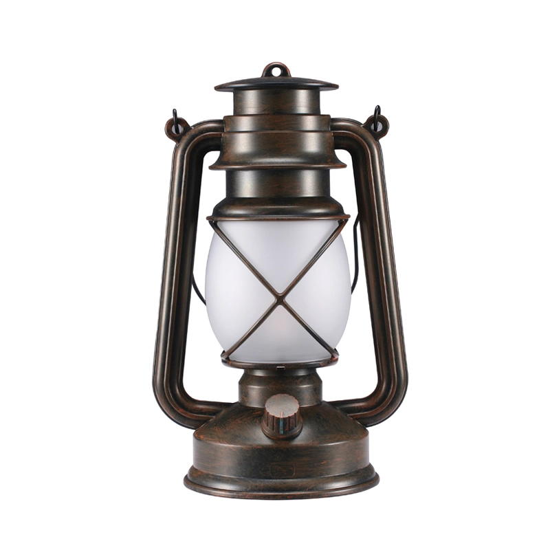 Vintage Style Bronze Color Kerosene Oil Lamp, Retro Hurricanes Lantern Portable Outdoor Camping Lamp Dynamic Flame Lantern with Dual Model