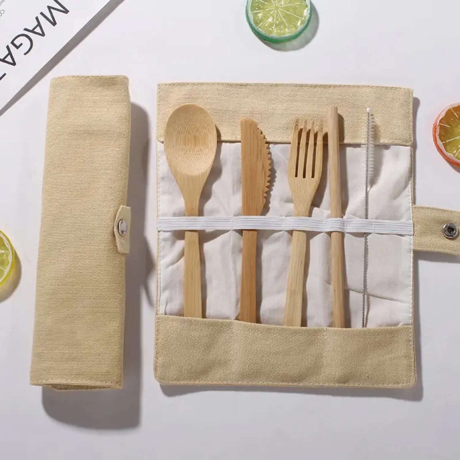 Juego de cubiertos de viajes de bambú Ecológico Bambú Organic utensilios de cocina