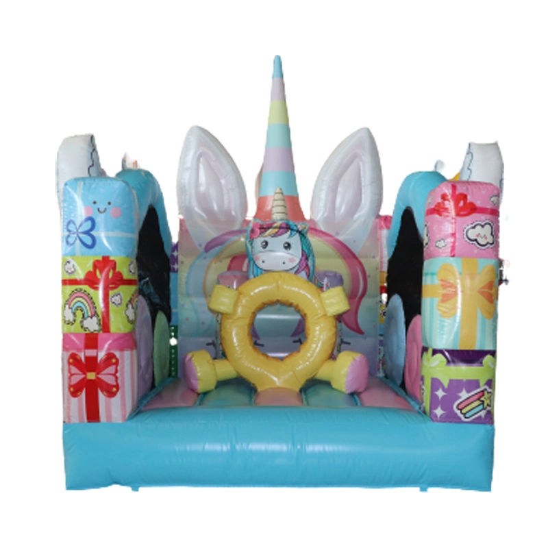 Diseño de Parque Temático Aoqi Macaron Unicorn castillo inflable saltando Bouncer Kids Party Rental