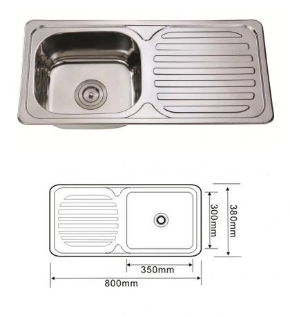 Stainless Steel Single Bowl Kitchen Sink with Drain Broad