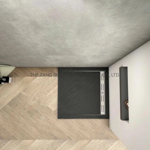 Favourable Solid Stone Shower Tray Rectangular/Square Shower Plate Volcanic Stone and Resin Mixed Finish Black Stone Rough