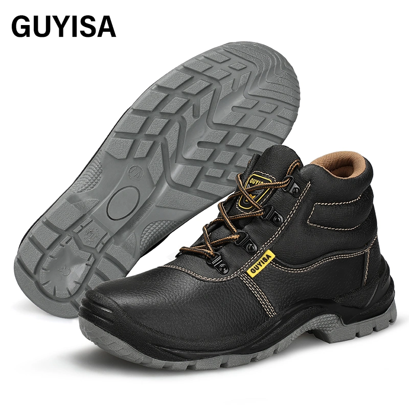 Guyisa Outdoor Work Safety Shoes Fashion Steel Toe Smash-Proof Solid Sole Safety Shoes for Construction Sites