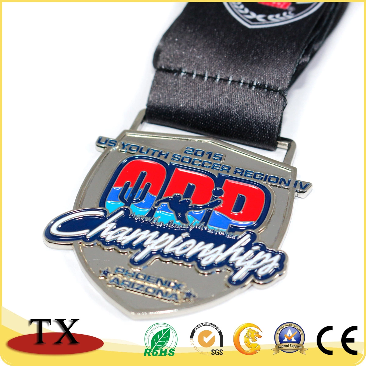 Charming Sports Medal Customized Metal Embossed Logo Medal with Ribbon