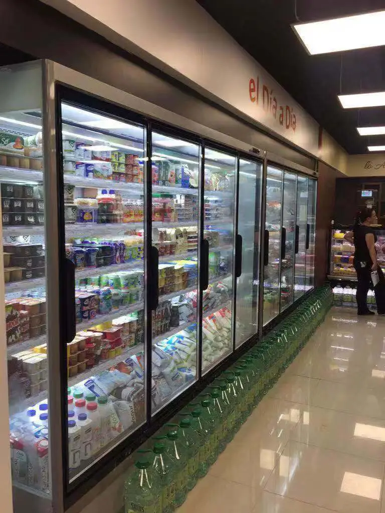 Supermercado Tienda E6 puertas de vidrio refrigeradores comerciales