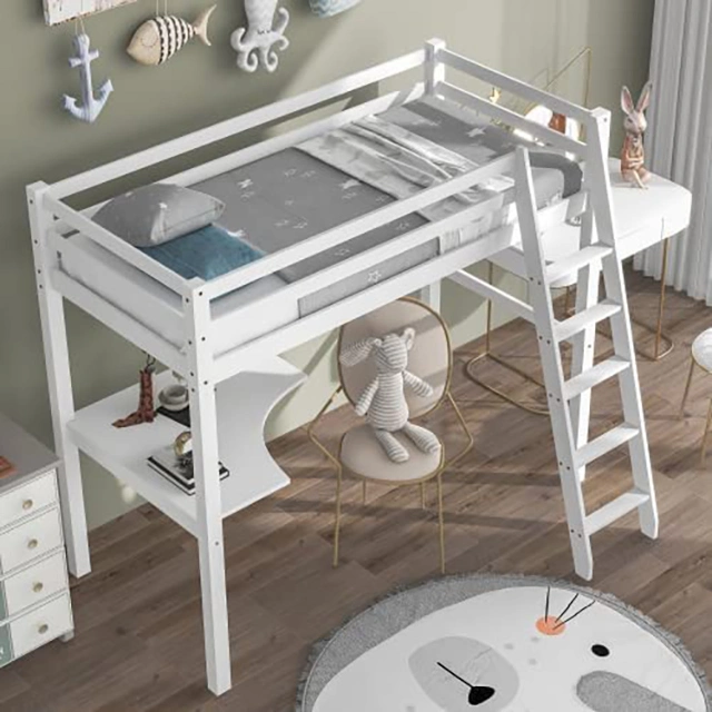 College Dormitory Furniture Bedroom Wood Bunk Bed with Ladders