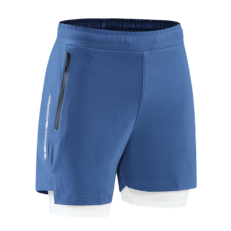 Pantalón corto atlético de doble capa Zipper Pocket Jogger Shorts Hombre de running Ropa de entrenamiento para gimnasio