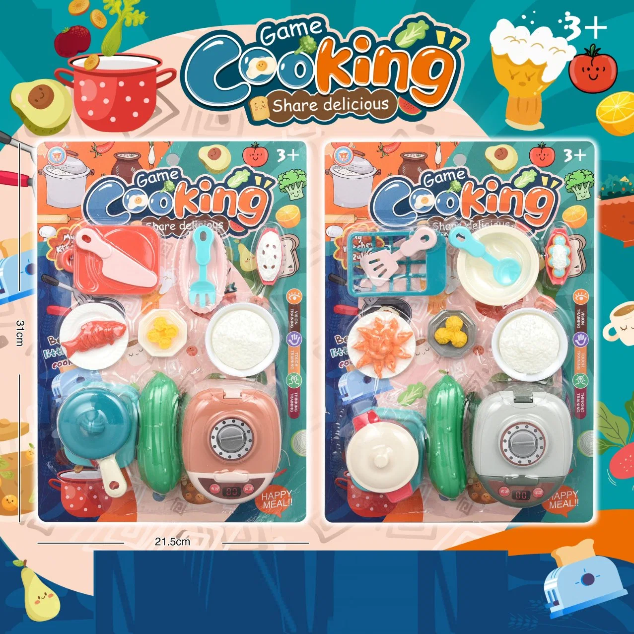 Role Play Hands-on Ability Rich and Various Foods Match Creatively to Make Delicacy Fried Egg Pan Kitchen Toy Set Kitchenware