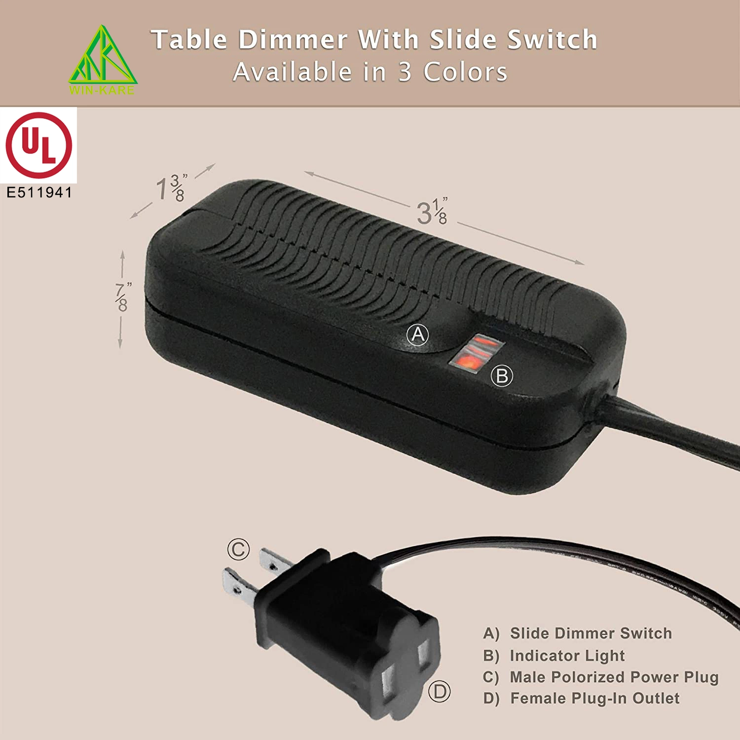 Interruptor de atenuación para lámpara de mesa deslizable de 110-120V