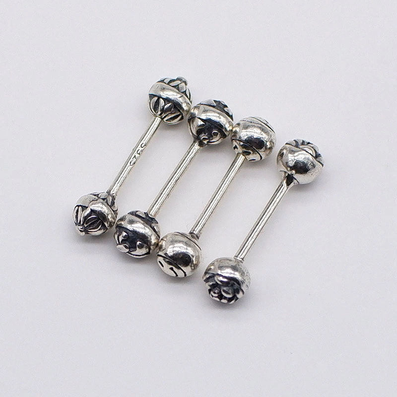 Retro S925 Silver Ball Piercing Jewelry