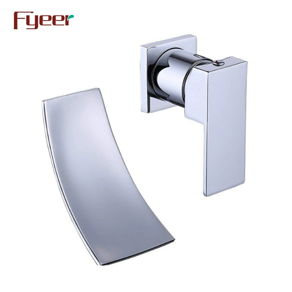 Fyeer Wall Mounted Double Hole Waterfall Basin Faucet