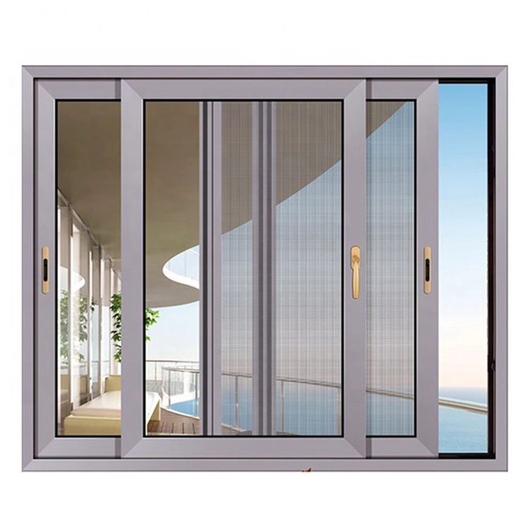 Modern Interior Home Office French 3 Tracks Aluminium Alloy Sliding Window